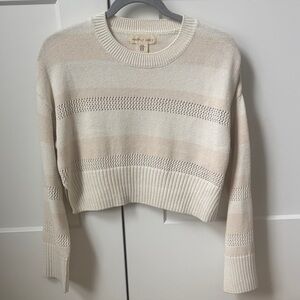 Women's Cropped Cream Striped Sweater